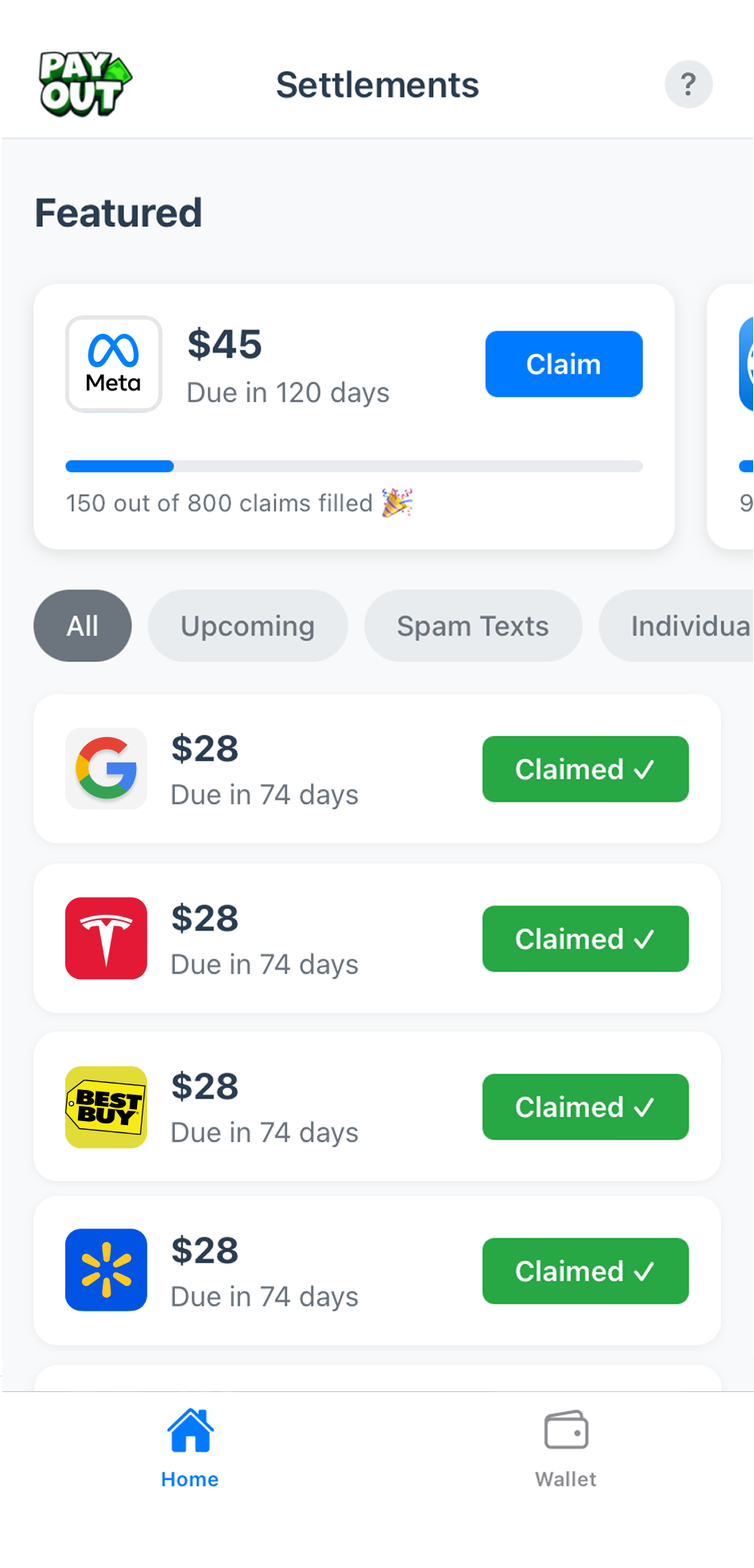 Payout App - Wallet Interface
